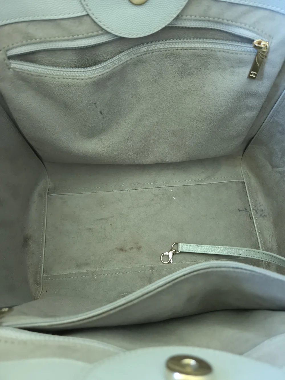 CHANEL gray studded